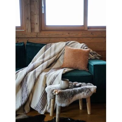 HOME MAISON Pled z mieszanki wełny w paski - Przytulny i modny HOME MAISON Pled z mieszanki wełny w paski - Przytulny i modny