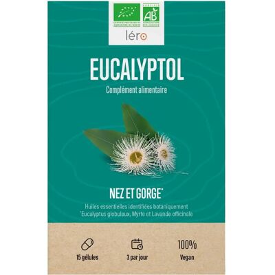 Léro Eucalyptus Bio 5 Jours 15 Gélules - Boîte 15 gélules - Publicité Léro Eucalyptus Bio 5 Jours 15 Gélules - Boîte 15 gélules - Publicité