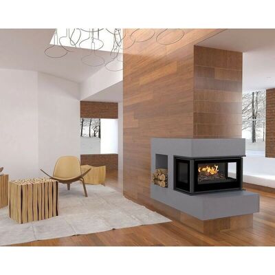 Azura Home Design - Inserto para chimenea de leña con turbina 3 lados acristalados 12 kW holguin - Toma de aire exterior: sin Azura Home Design - Inserto para chimenea de leña con turbina 3 lados acristalados 12 kW holguin - Toma de aire exterior: sin