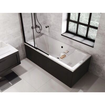 Azura Home Design - Quadro - 190 cm - delantal negro - Bañera Azura Home Design - Quadro - 190 cm - delantal negro - Bañera