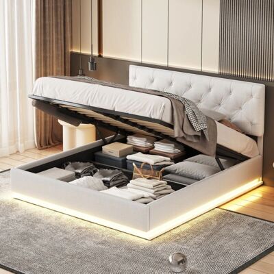 TANANT - Letto contenitore 140x200 cm - LED - Cama TANANT - Letto contenitore 140x200 cm - LED - Cama