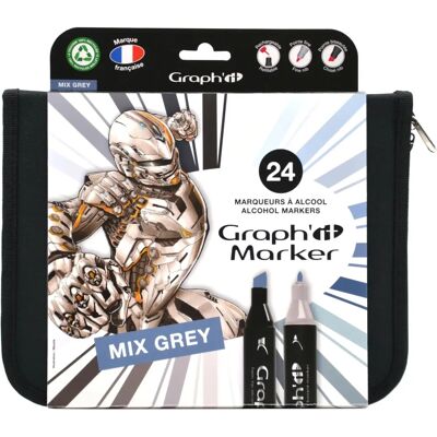 GRAPH'IT 24 färgerset - Mix Greys - Alkoholbaserade markörer - OZ-GI00246 GRAPH'IT 24 färgerset - Mix Greys - Alkoholbaserade markörer - OZ-GI00246