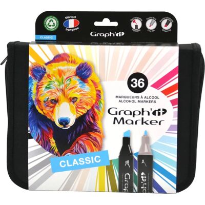 Kit di 36 Marker Graph'It - Colori di base - Marcatori ad alcool - Modello OZ-GI00360 Kit di 36 Marker Graph'It - Colori di base - Marcatori ad alcool - Modello OZ-GI00360