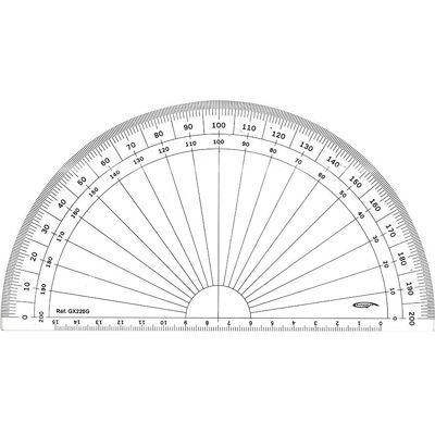 Transportador de medio círculo Graphoplex - grados Ø 20 cm - Herramienta de dibujo de precisión Transportador de medio círculo Graphoplex - grados Ø 20 cm - Herramienta de dibujo de precisión