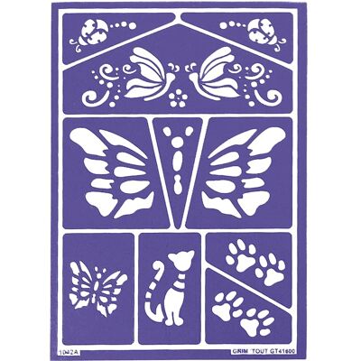 Kit de pochoirs pour maquillage facial Grim Tout - Papillon et Chat - Réutilisable Kit de pochoirs pour maquillage facial Grim Tout - Papillon et Chat - Réutilisable