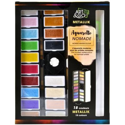ART & GO Portable Watercolor Palette - 18 Metallic Colors - Compact - Garden & Flower Painting ART & GO Portable Watercolor Palette - 18 Metallic Colors - Compact - Garden & Flower Painting