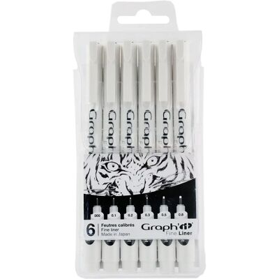 GRAPH'IT Pack de 6 feutres fins - Noir - Modèle OZ-GI43332 - Feutres - Publicité GRAPH'IT Pack de 6 feutres fins - Noir - Modèle OZ-GI43332 - Feutres - Publicité