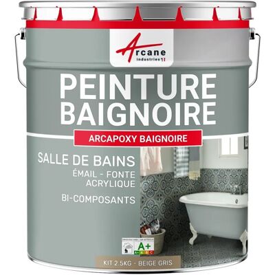 Résine Arcane Industries pour baignoire - Gris beige - 2.5kg - Rénovation - Publicité Résine Arcane Industries pour baignoire - Gris beige - 2.5kg - Rénovation - Publicité