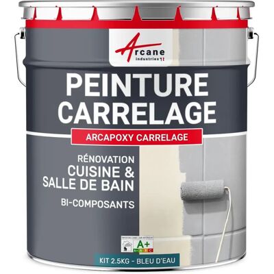 Peinture pour carrelage bleu d'eau - Haute couverture - Revêtement pour murs et carreaux - Publicité Peinture pour carrelage bleu d'eau - Haute couverture - Revêtement pour murs et carreaux - Publicité