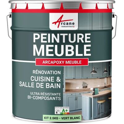 Peinture pour meubles vert et blanc - arcane industries - cuisine et salle de bain - Publicité Peinture pour meubles vert et blanc - arcane industries - cuisine et salle de bain - Publicité