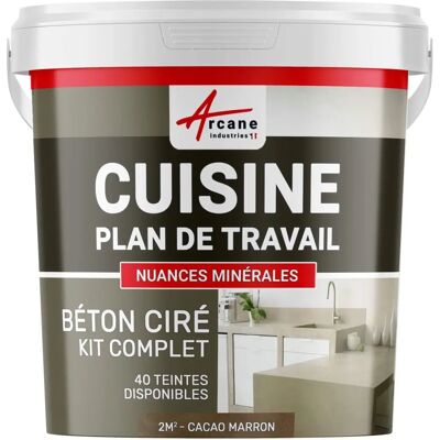 Revêtement en Béton Marron Cacao - Mur et Plan de Travail - Publicité Revêtement en Béton Marron Cacao - Mur et Plan de Travail - Publicité