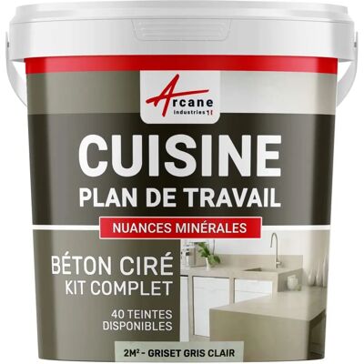 Revêtement en béton - Gris clair - Mur et plan de travail - Publicité Revêtement en béton - Gris clair - Mur et plan de travail - Publicité