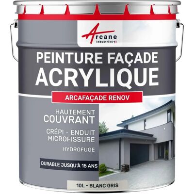 Peinture façade acrylique Arcane Industries Gris Clair - 10L - Publicité Peinture façade acrylique Arcane Industries Gris Clair - 10L - Publicité