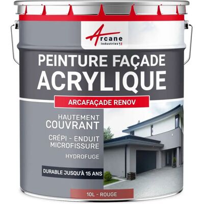 Peinture façade Arcane Industries - Rouge - 10L, 60m² coverage - Publicité Peinture façade Arcane Industries - Rouge - 10L, 60m² coverage - Publicité