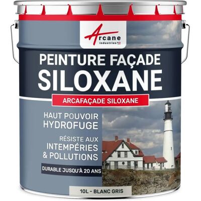 Peinture façade siloxane - blanc gris, 10L - Arcane Industries Peinture façade siloxane - blanc gris, 10L - Arcane Industries