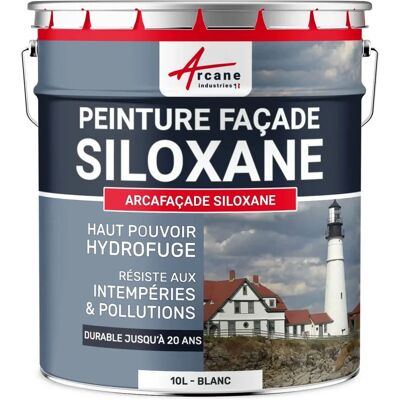 Peinture extérieure Siloxane d'Arcane Industries - 10L Blanc - Résistance & Respirabilité Peinture extérieure Siloxane d'Arcane Industries - 10L Blanc - Résistance & Respirabilité
