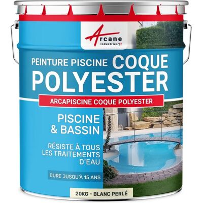 Peinture pour piscine en polyuréthane - Perle blanche - RAL 1013 - Type de piscine - Publicité Peinture pour piscine en polyuréthane - Perle blanche - RAL 1013 - Type de piscine - Publicité