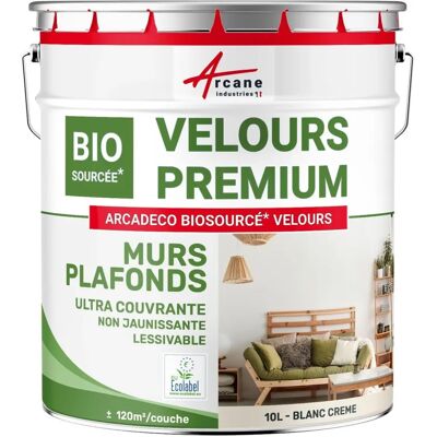 Peinture velours pour murs et plafonds : arcadeco biosourcée - 10 l - Blanc crème Peinture velours pour murs et plafonds : arcadeco biosourcée - 10 l - Blanc crème