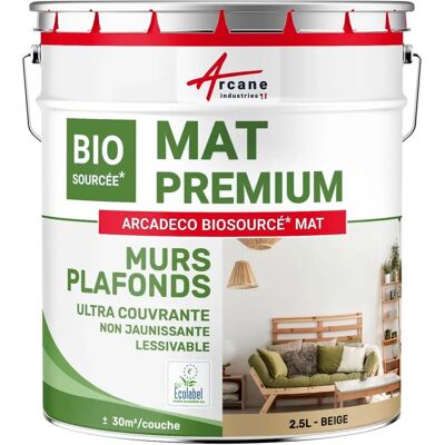 Peinture mate Arcadeco Biosourcé Beige 2,5 L - Intérieur Peinture mate Arcadeco Biosourcé Beige 2,5 L - Intérieur