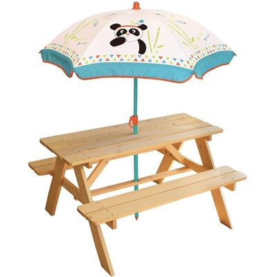 Table de pique-nique pour enfants en bois Fun House avec parasol - Publicité Table de pique-nique pour enfants en bois Fun House avec parasol - Publicité