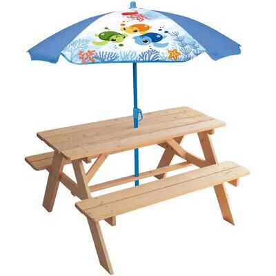 Mesa de Picnic Infantil de Madera FUN HOUSE con Sombrilla Mesa de Picnic Infantil de Madera FUN HOUSE con Sombrilla