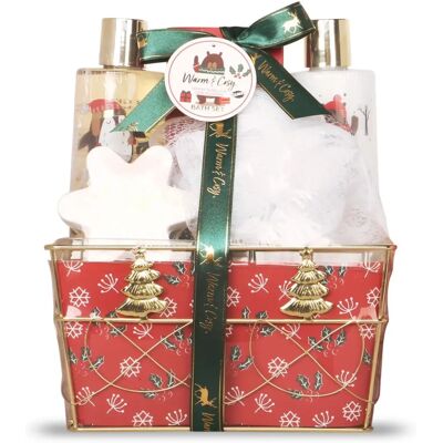 Coffret Bain Universel - 5 pièces - Comprend Gel Douche, Lait Corporel, Sels de Bain - Bombe Flocon de Neige - Publicité Coffret Bain Universel - 5 pièces - Comprend Gel Douche, Lait Corporel, Sels de Bain - Bombe Flocon de Neige - Publicité