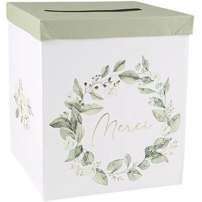 Generic - URNE_CARTON_MERCI_BOTANIQUE_21X25 - Blanc - 21x25 cm - Donation box - Publicité Generic - URNE_CARTON_MERCI_BOTANIQUE_21X25 - Blanc - 21x25 cm - Donation box - Publicité