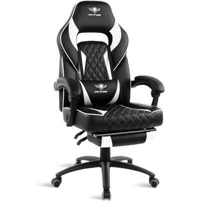 Cadeira Gaming Spirit of Gamer Mustang Branca - Altura Ajustável, Inclinação, Descanso de Pés Cadeira Gaming Spirit of Gamer Mustang Branca - Altura Ajustável, Inclinação, Descanso de Pés