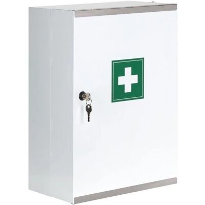 Armoire à pharmacie en métal blanc à double porte Esculape - Publicité Armoire à pharmacie en métal blanc à double porte Esculape - Publicité