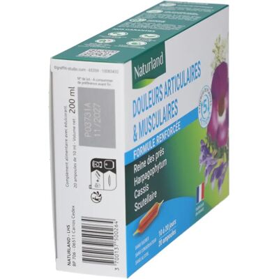 Naturland Soulagement des Douleurs Musculaires et Articulaires - 20 Ampoules - Publicité Naturland Soulagement des Douleurs Musculaires et Articulaires - 20 Ampoules - Publicité