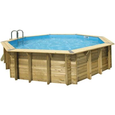 Piscine en bois Ocea 5,80 m Ubbink - Octogonale, liner bleu Piscine en bois Ocea 5,80 m Ubbink - Octogonale, liner bleu