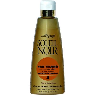 Huile solaire Soleil Noir SPF 4 pour peau bronzée - Publicité Huile solaire Soleil Noir SPF 4 pour peau bronzée - Publicité