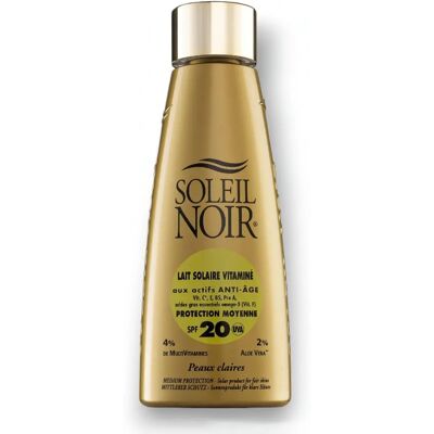 Lait Solaire Vitaminé SPF20 Soleil Noir - Protection pour peau claire Lait Solaire Vitaminé SPF20 Soleil Noir - Protection pour peau claire
