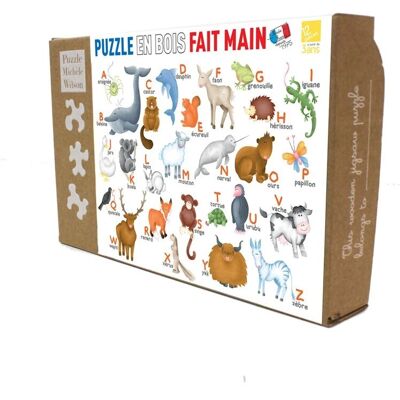 Puzzle en bois fait main par Michele Wilson - Alphabet des animaux - 12 pièces - Pour enfants 3+ - Publicité Puzzle en bois fait main par Michele Wilson - Alphabet des animaux - 12 pièces - Pour enfants 3+ - Publicité