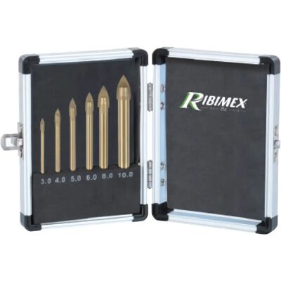 RIBIMEX 6-teiliges Bohrerset mit Titanbeschichteten Flöten - 6 Stück - Für Glas, Keramik RIBIMEX 6-teiliges Bohrerset mit Titanbeschichteten Flöten - 6 Stück - Für Glas, Keramik