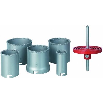 Ensemble de 5 scies cloches diamantées Ribimex - Pour carreaux, céramique, brique - 83mm Ensemble de 5 scies cloches diamantées Ribimex - Pour carreaux, céramique, brique - 83mm