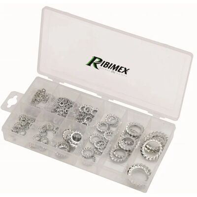 Ribimex Ensemble de 200 rondelles en acier galvanisé Ribimex Ensemble de 200 rondelles en acier galvanisé