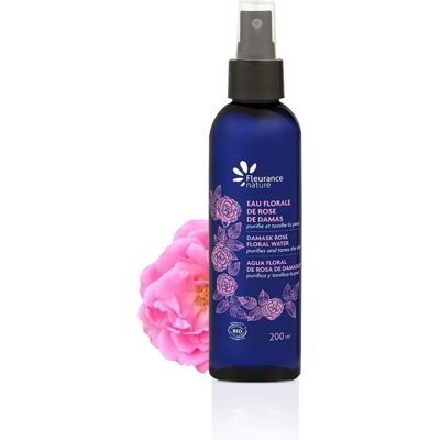 Agua floral de rosas damascenas orgánica - Tónico facial Agua floral de rosas damascenas orgánica - Tónico facial