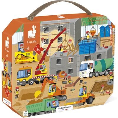Puzzle Site de Construction Janod 36 pièces - Motricité fine, Design français Puzzle Site de Construction Janod 36 pièces - Motricité fine, Design français