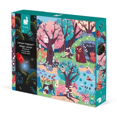 Janod Magic Forest Puzzle - UV-Licht zeigt versteckte Bilder - 24 Teile Janod Magic Forest Puzzle - UV-Licht zeigt versteckte Bilder - 24 Teile