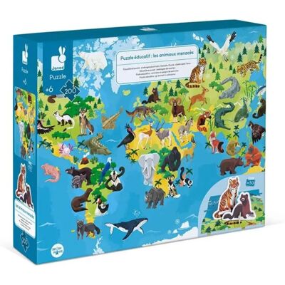 Puzzle Éducatif Animaux Menacés Janod - 200 Pièces - Publicité Puzzle Éducatif Animaux Menacés Janod - 200 Pièces - Publicité