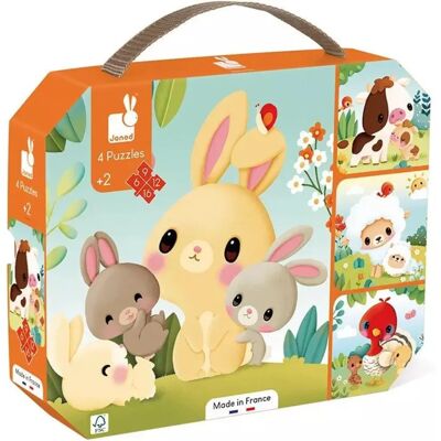 Janod Farm Animals Puzzle Set - 4 Progressive Puzzles - 6-16 Pieces Janod Farm Animals Puzzle Set - 4 Progressive Puzzles - 6-16 Pieces