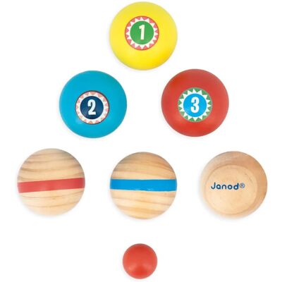 Janod - Set di Pétanque in Legno per Bambini - Colorato & Portatile Janod - Set di Pétanque in Legno per Bambini - Colorato & Portatile