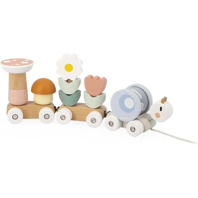 Janod Wooden Train with 2 Wagons and Locomotive - Train for Kids Janod Wooden Train with 2 Wagons and Locomotive - Train for Kids