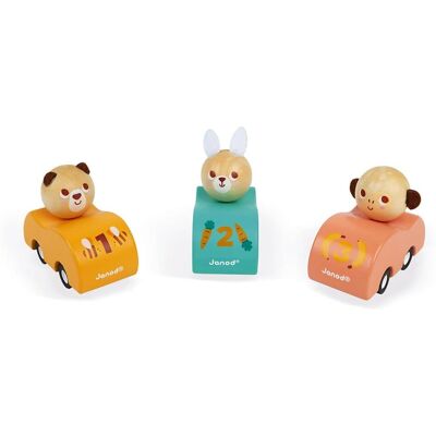 Janod Voiture en bois avec visage d'animal - Jouet pour enfants - Publicité Janod Voiture en bois avec visage d'animal - Jouet pour enfants - Publicité