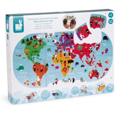 Janod Badentdecker Karte - 28-teiliger schwimmender Weltpuzzle - Bunt Janod Badentdecker Karte - 28-teiliger schwimmender Weltpuzzle - Bunt
