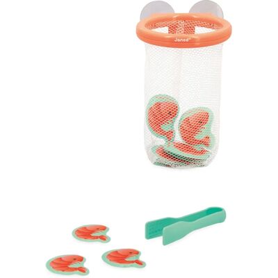 Janod - Garnelenfänger - Badspielzeug für Babys - 12 Garnelen + Zange + Saugnapfkorb - Für 2+ Jahre Janod - Garnelenfänger - Badspielzeug für Babys - 12 Garnelen + Zange + Saugnapfkorb - Für 2+ Jahre