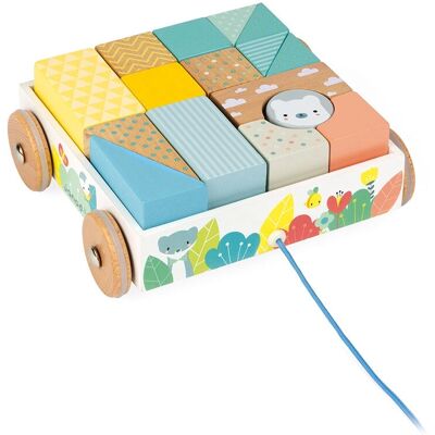 Carrello di blocchi in legno Janod per bambini - Peluche & Set di blocchi Carrello di blocchi in legno Janod per bambini - Peluche & Set di blocchi