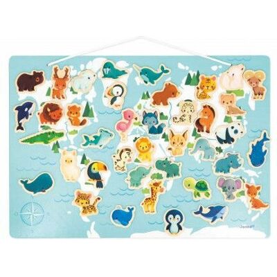 Janod Magnetisches Weltkartenpuzzle - 40 Tiere - Lernspiel Janod Magnetisches Weltkartenpuzzle - 40 Tiere - Lernspiel