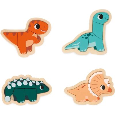 Janod 4 Dinosaurier Holzpuzzles - Bildungsspielzeug Janod 4 Dinosaurier Holzpuzzles - Bildungsspielzeug